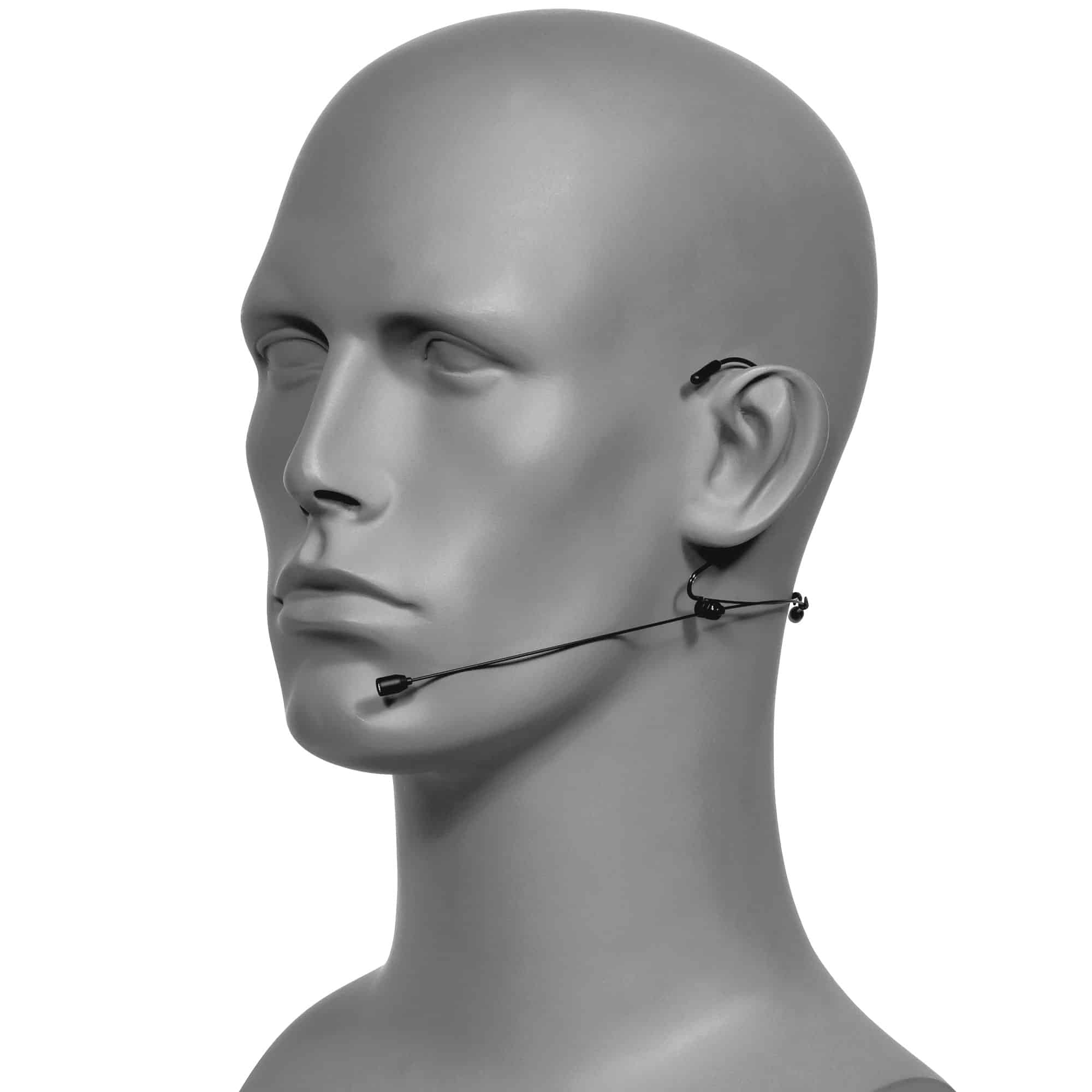 HSM4-OBK Dual Ear Microphone Omni Directional and Color Black on Gray Mannequin Head