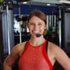 EVO-E Cableless headset mic system on fitness instructor's head