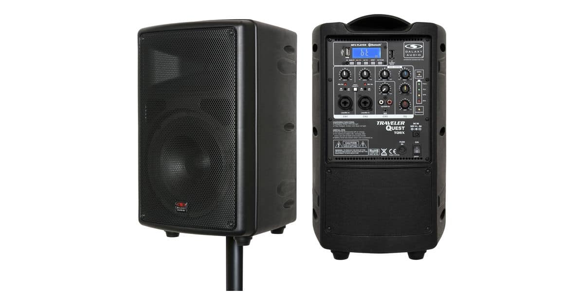 TQ8X Speaker front stand mounted and back side shown