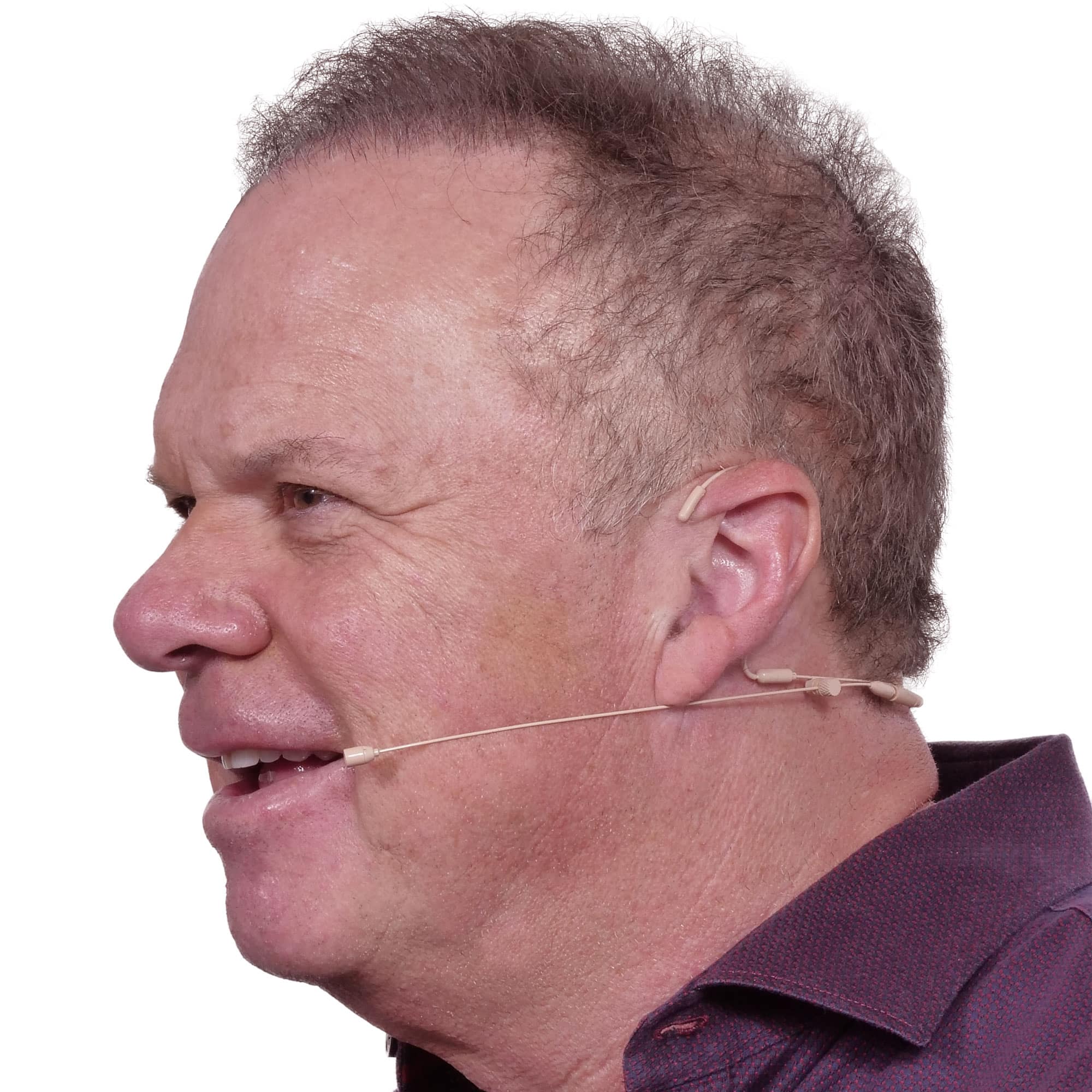 Dual Ear fully adjustable headset microphone with foldable ear hooks on Large Male Adult