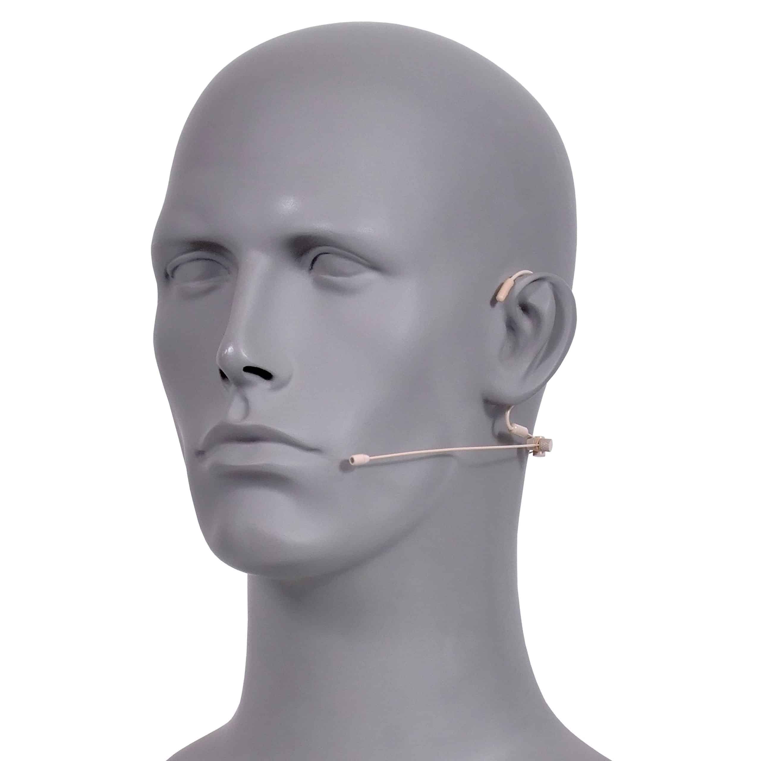 HSM8F Dual Ear fully adjustable headset microphone choice of Omni or Uni-Directional with foldable ear hooks on Gray Bust