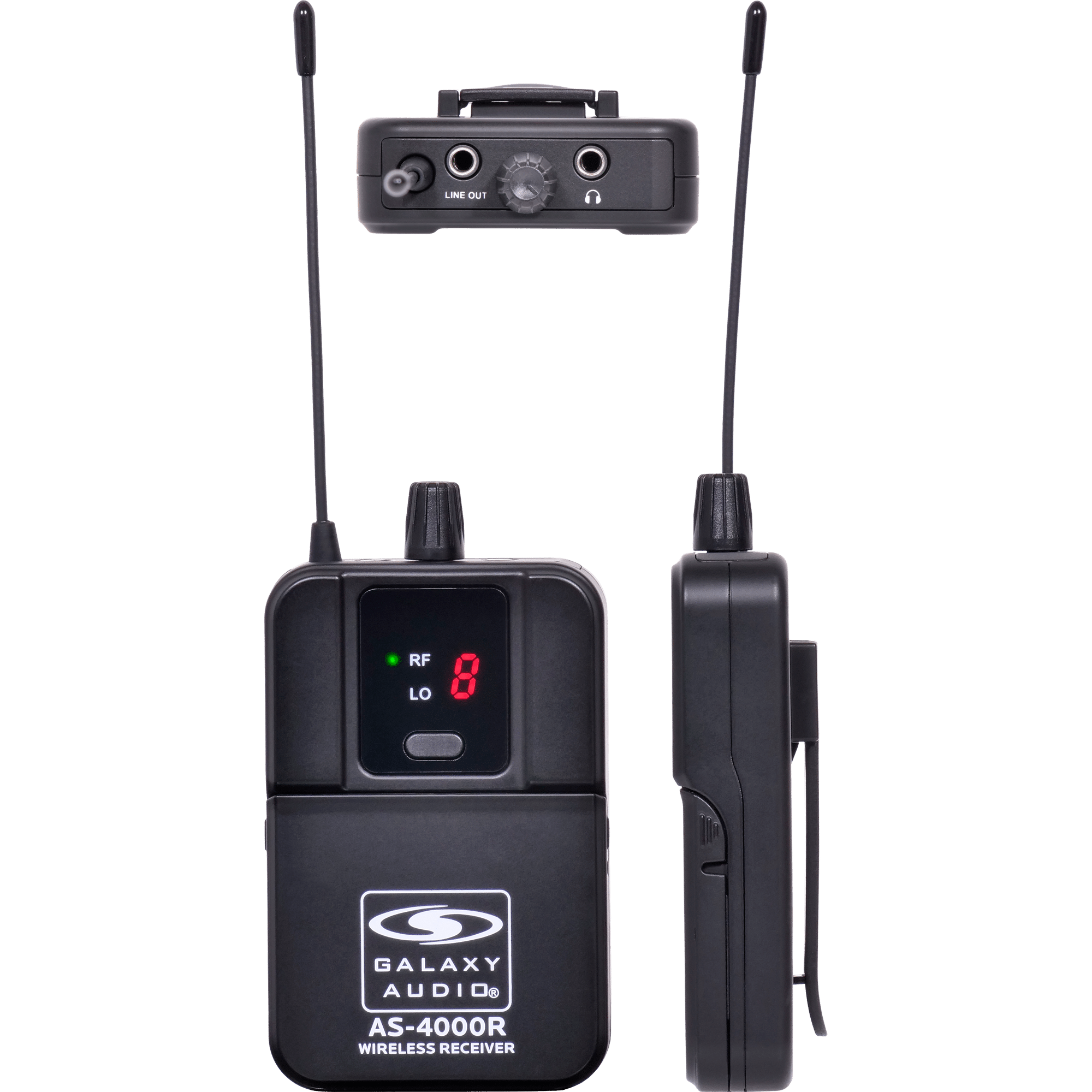 AS-4000R Wireless Personal In-Ear Monitor Receiver Front – Profile - Top
