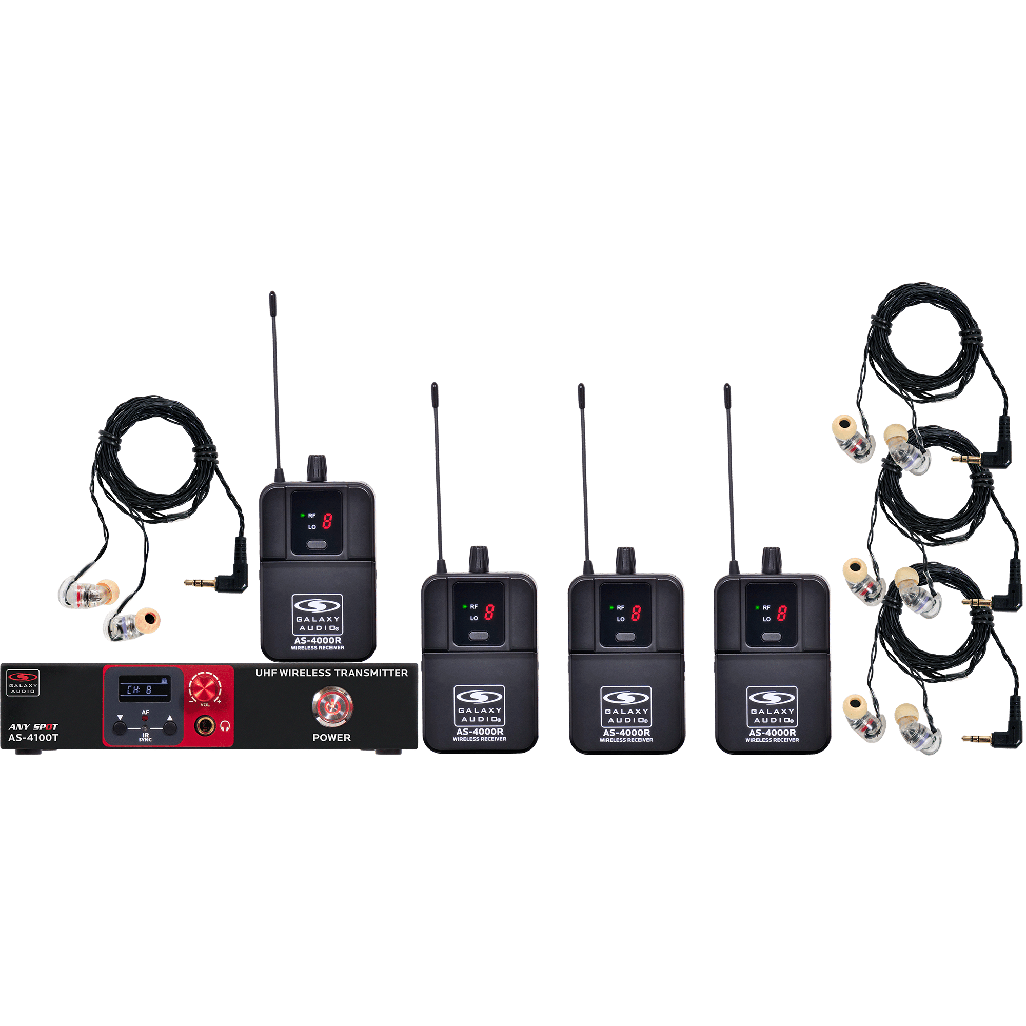 AS-4106-4 Band-Pack Wireless Personal In-Ear Monitor EB6 Ear Bud Upgrade System