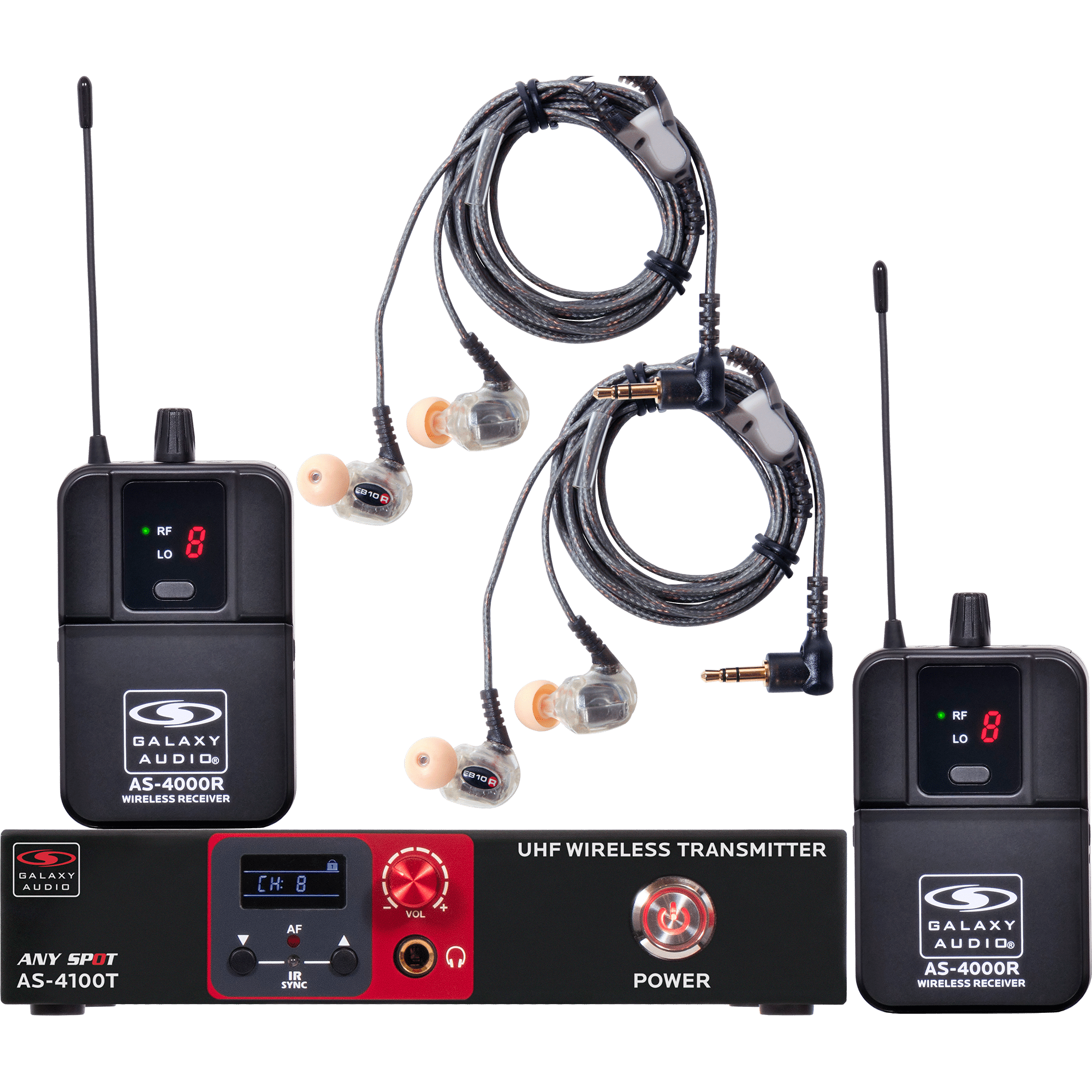 AS-4110-2 Twin-Pack Wireless Personal In-Ear Monitor EB10 Ear Bud Upgrade System