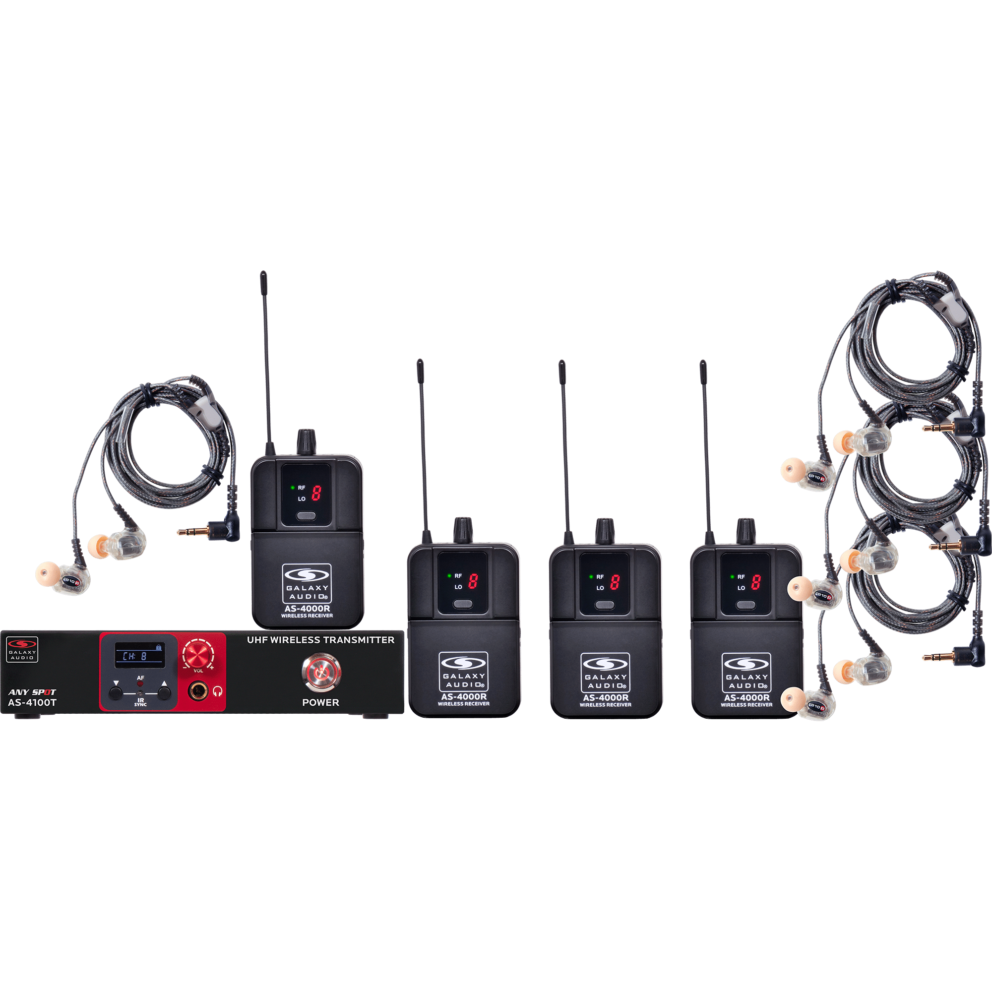 AS-4110-4 Band-Pack Wireless Personal In-Ear Monitor EB10 Ear Bud Upgrade System