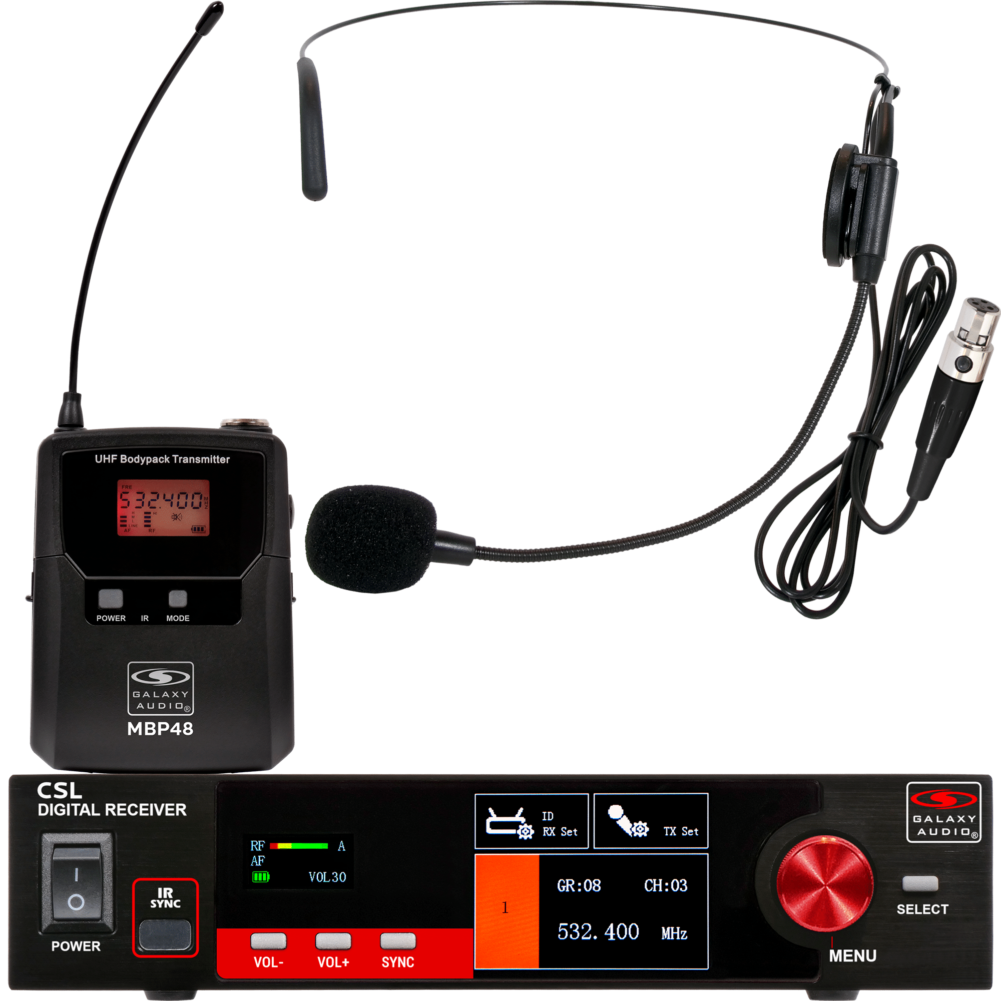 CSL-48S Digital UHF True Diversity Wireless Headset Microphone System